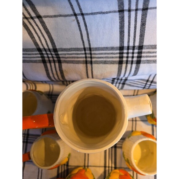 Vintage Ceramic Coffee Server Set Mushroom Motif‎ Coffee Pot 6 Mugs Arnels - Picture 6 of 13